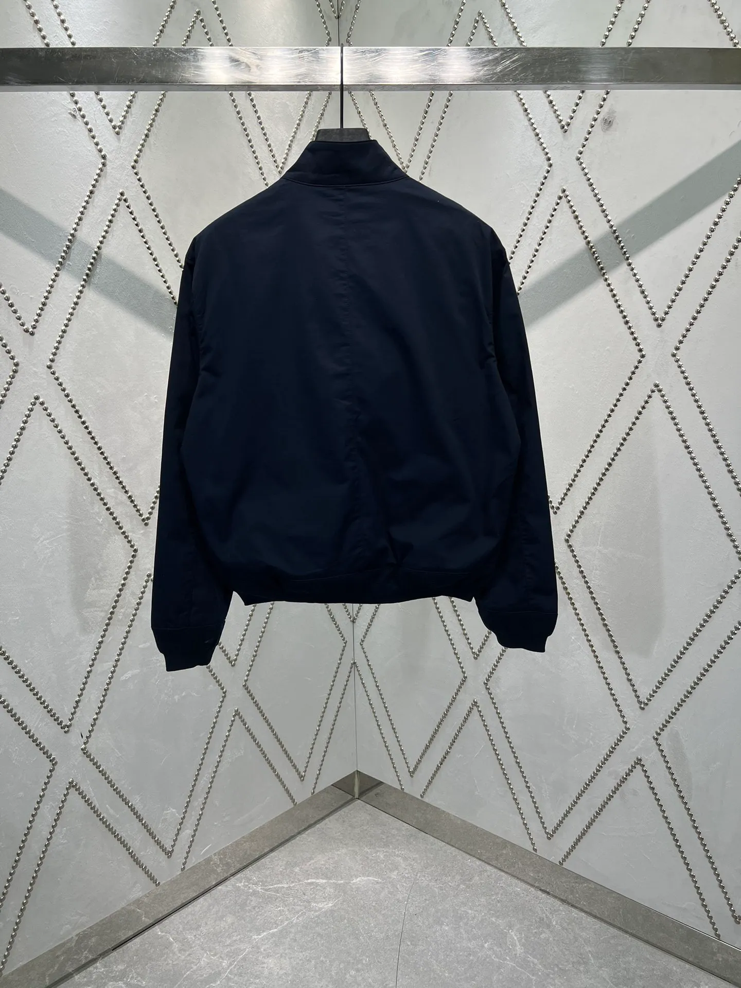 P550 Polo 25ss new solid color stand collar zipper long sleeve jacket men's navy blue code number: S.M.L.XL.XXL.
